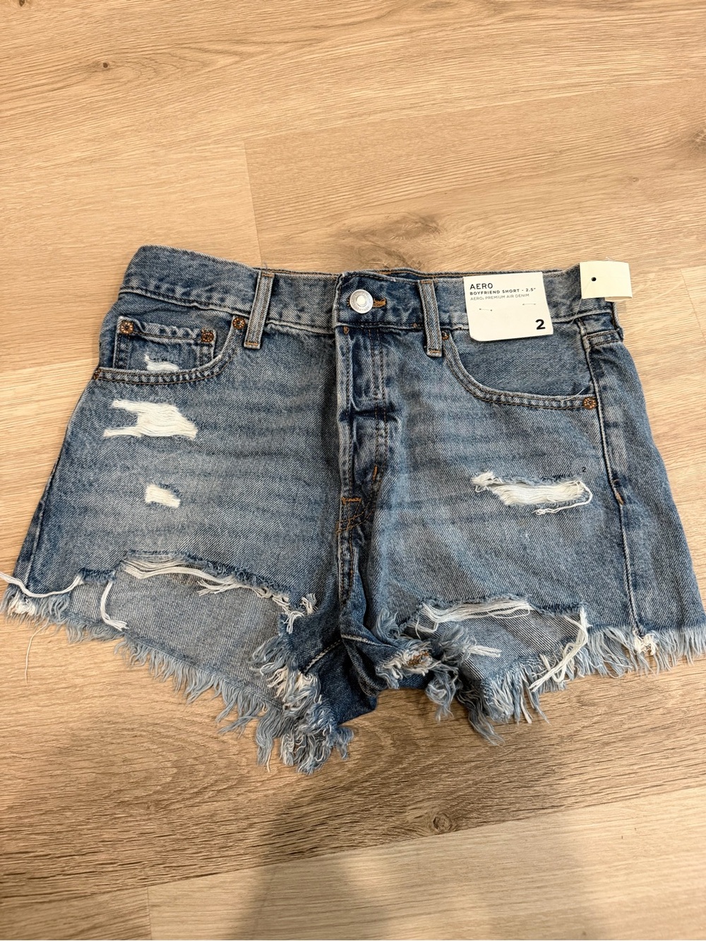 Aeropostale Women's Distressed Light Blue Denim Cutoff Shorts